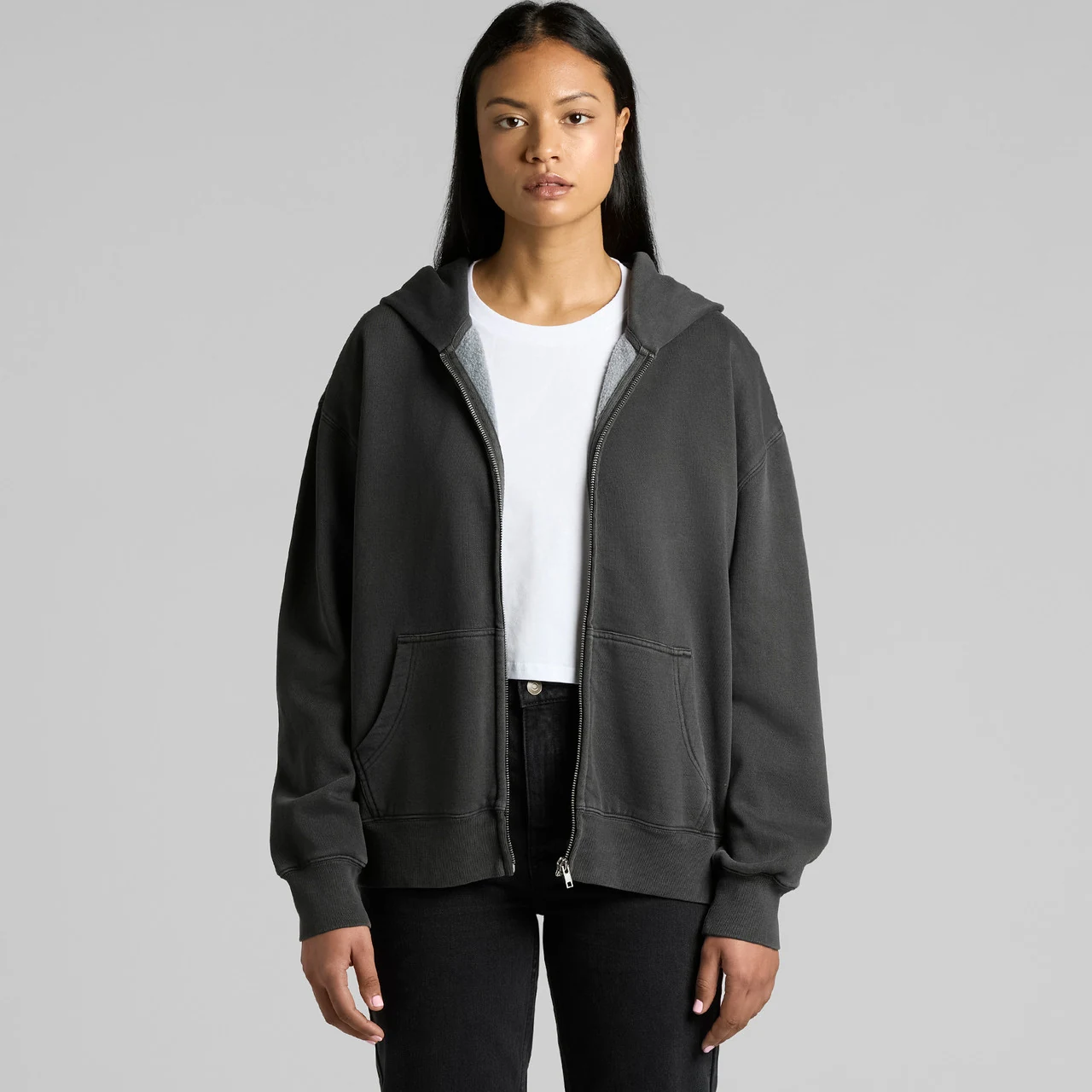 Wo's Relax Faded Zip Hood - Detail View